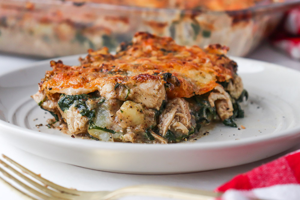 ggratin poulet et pomme de terre et epinards
